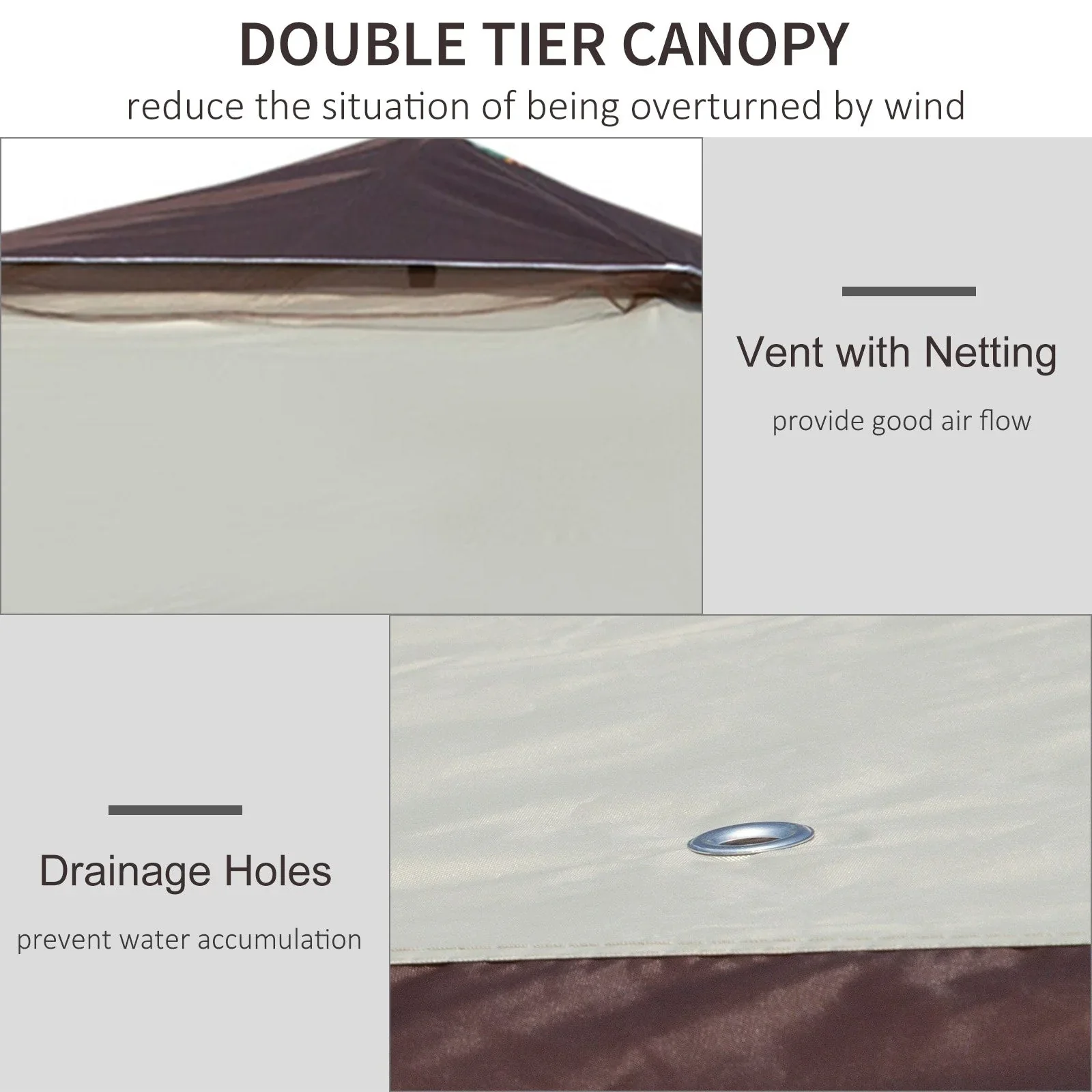 Outsunny 12 x 12 Pop Up Canopy Sun Shade Instant Tent Folding with Mesh Sidewall Netting, 3-Level Adjustable Height