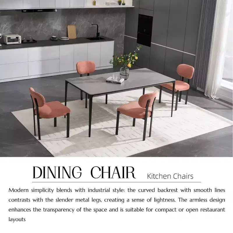 Upholstered Boucle Dining Chairs Set of 2 – Multiple Colors, Metal Legs