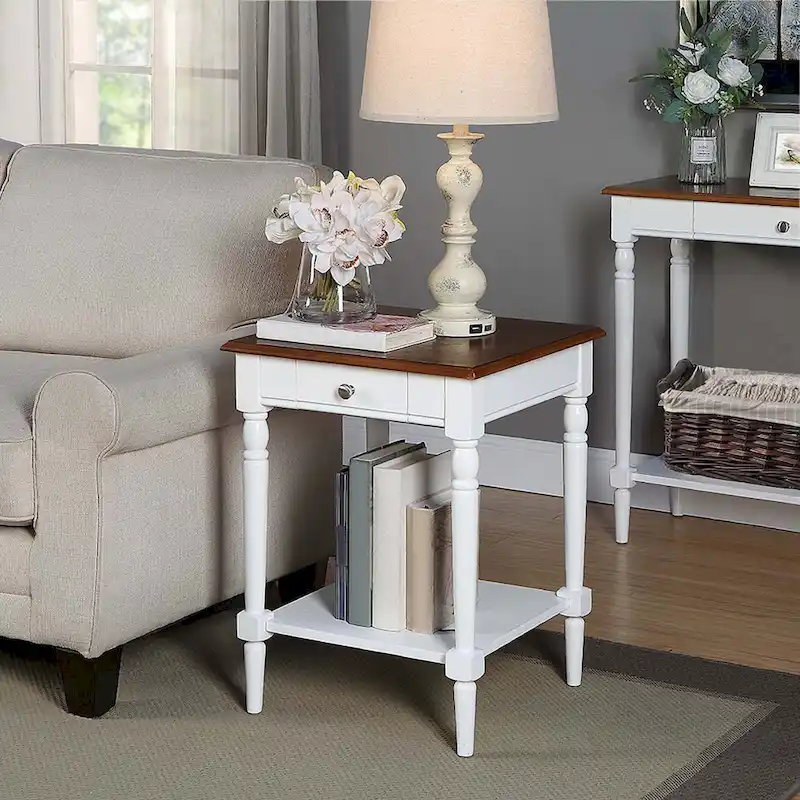 Convenience Concepts French Country 1 Drawer End Table with Shelf
