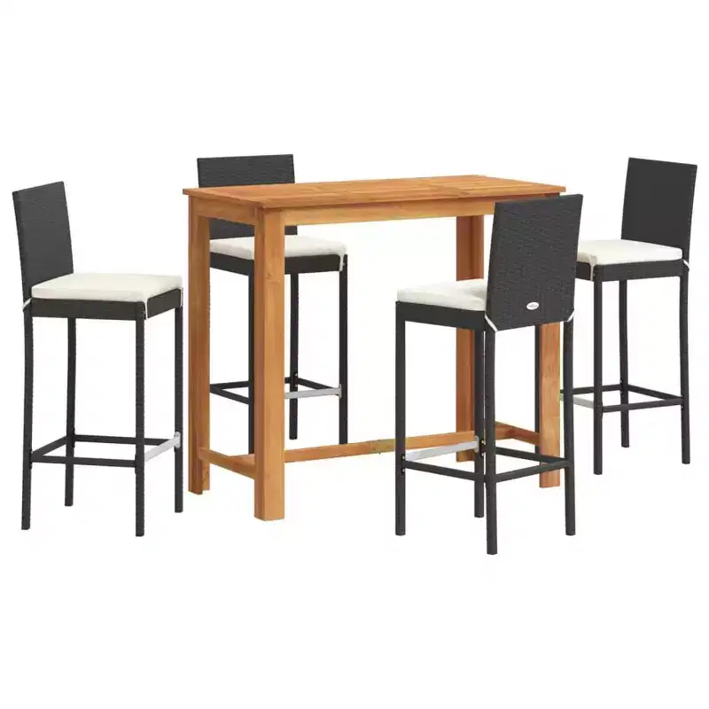 vidaXL Patio Bar Set - Solid Wood & Poly Rattan in Various Colors