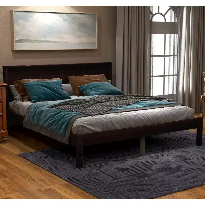 Queen/Full/Twin Size Wood Platform Bed Frame with Headboard