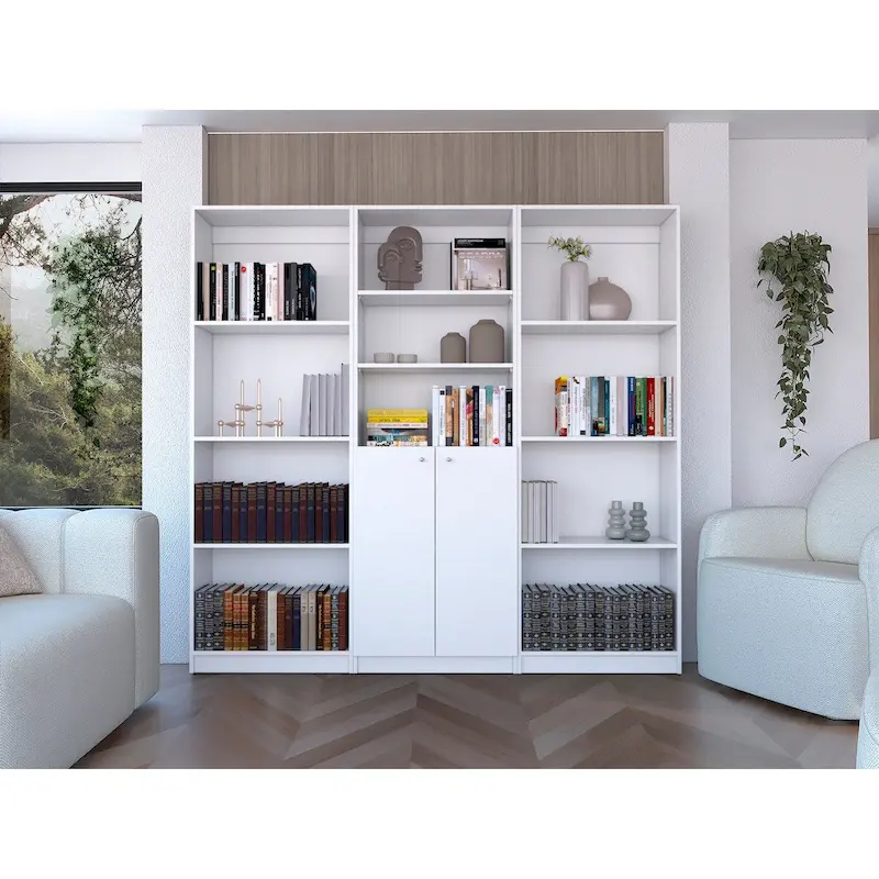 74 Wide 5-Shelf and Cabinet Bookcase