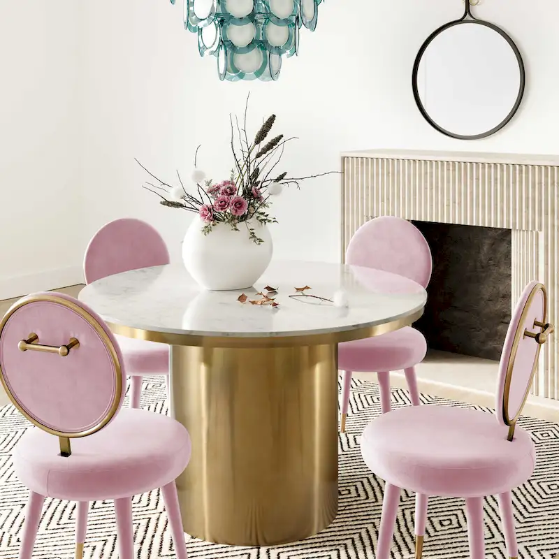 Kylie Oval-back Armless Velvet Dining Chair