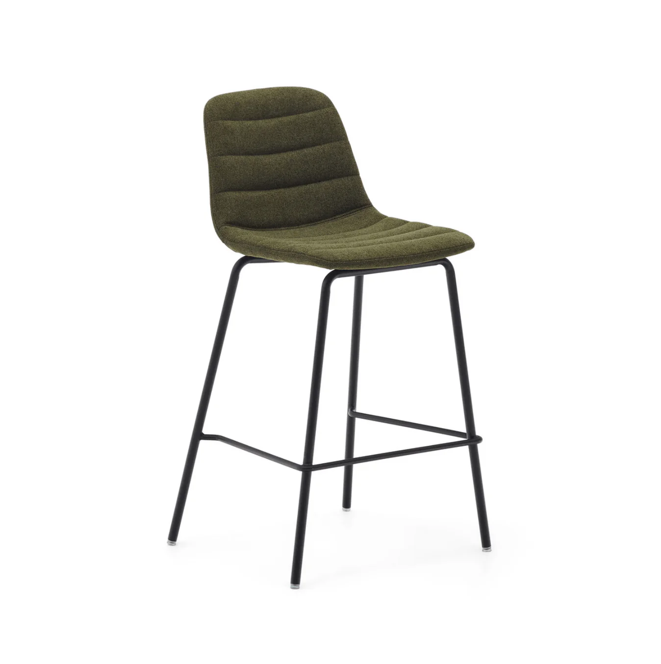 Mid-Century Green Steel Barstool with Upholstered for Kitchen