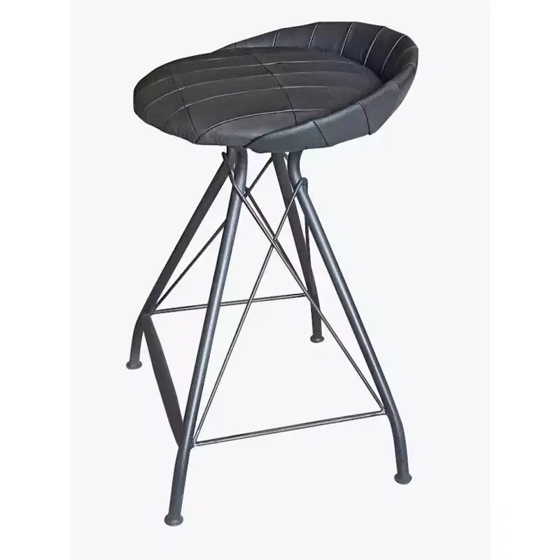 HomeRoots 24 Gray Leather and Iron Low Back Counter Height Swivel Bar Chair