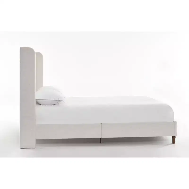 GDFStudio Delia 54 Headboard Chenille Upholstered Wingback Bed with Solid Wood Legs, Box Spring Required