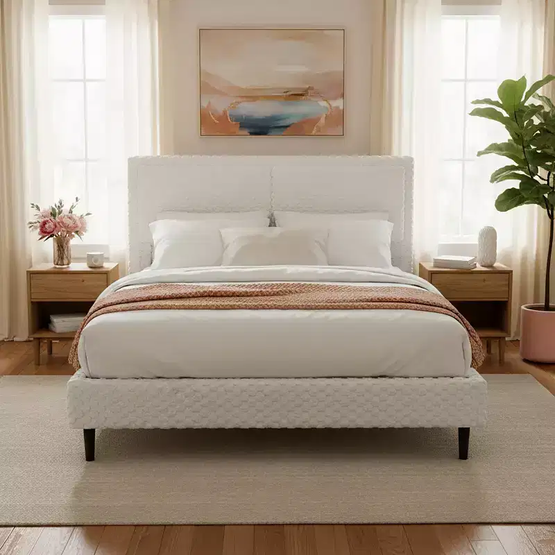 Christopher Knight Home Cassandra Modern Plush Upholstered Bed with Headboard