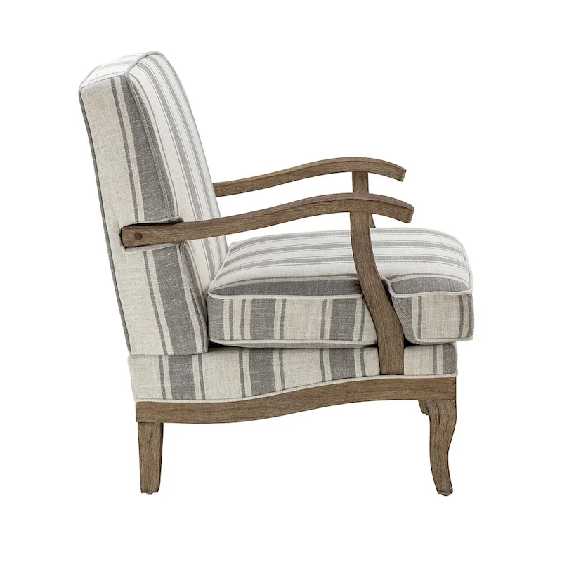 Rinaldo Farmhouse Polyester Armchair with Solid Wood Legs Set of 2 by HULALA HOME