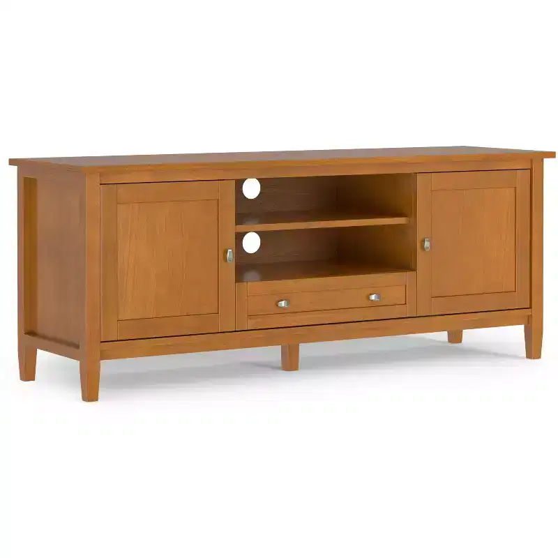 72 inch Wide Solid Wood Mid Century Modern Low TV Stand in Walnut For TVs up to 80 inches