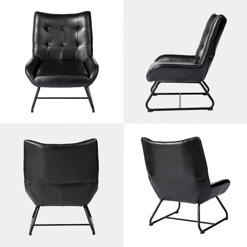 Set of 2 Wingback Accent Chairs with Metal Legs, 35.5
