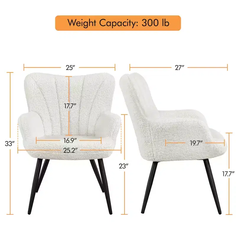 Yaheetech Set of 2 Modern Pleated Curved Back Fabric Accent Chair Living Room Dining Room Bedroom