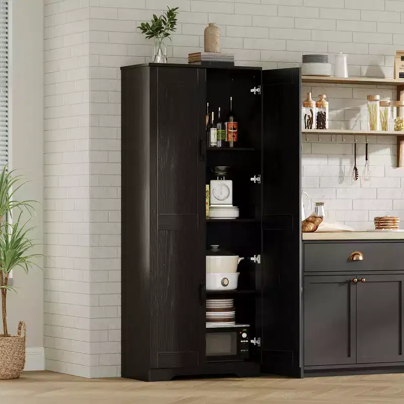 COZONY Tall Pantry Cabinet with Adjustable Shelves, 2 Doors, Freestanding Storage Organizer for Kitchen, Dining Room, Basement