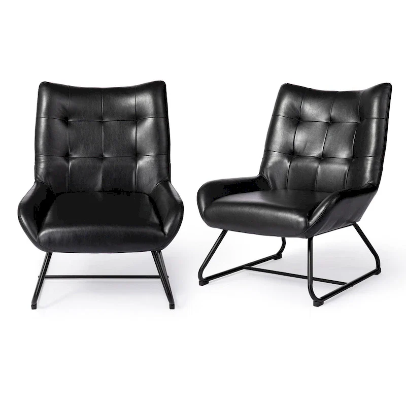 Set of 2 Wingback Accent Chairs with Metal Legs, 35.5