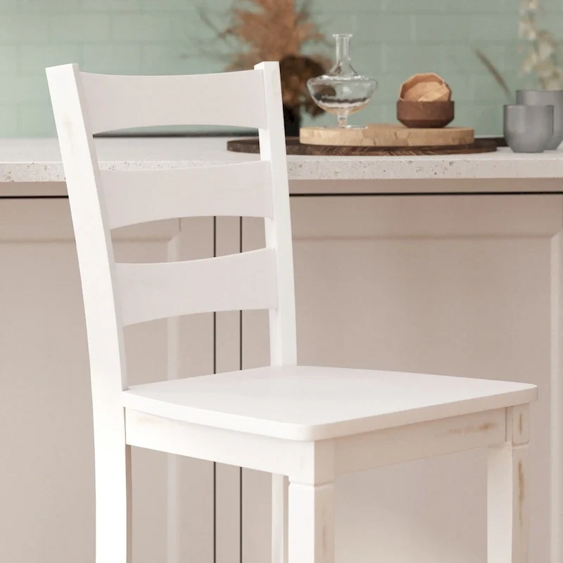 Commercial Grade Wooden Bar Height Stool, Set of 2