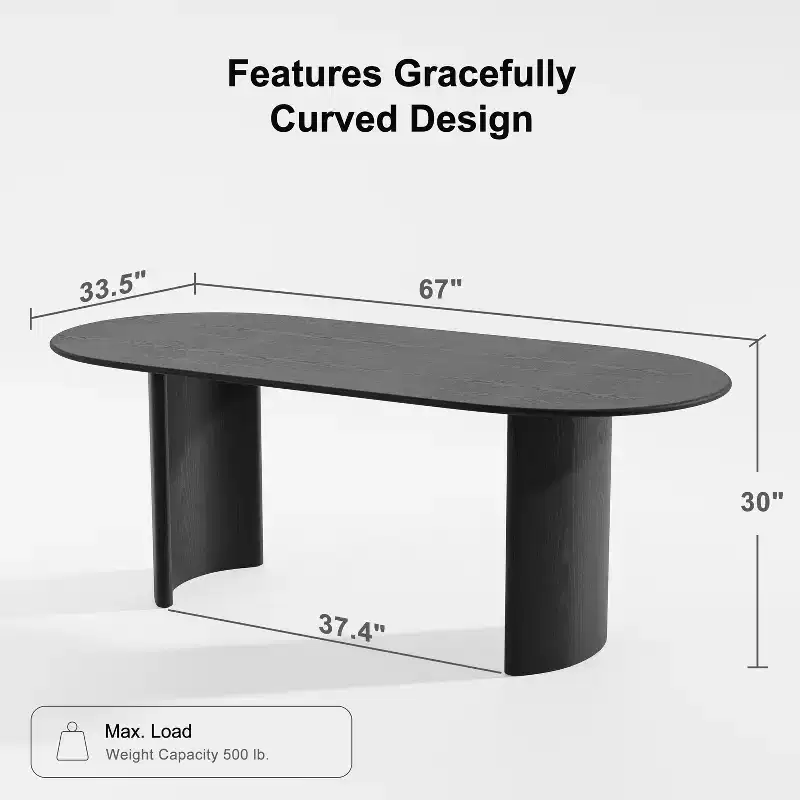 Dovelina Oval Dining Table Curved Leg Kitchen Table