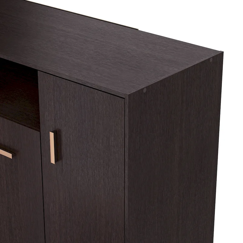Modern 32-Inch Shoe Cabinet with Adjustable Shelves and Metal Handles