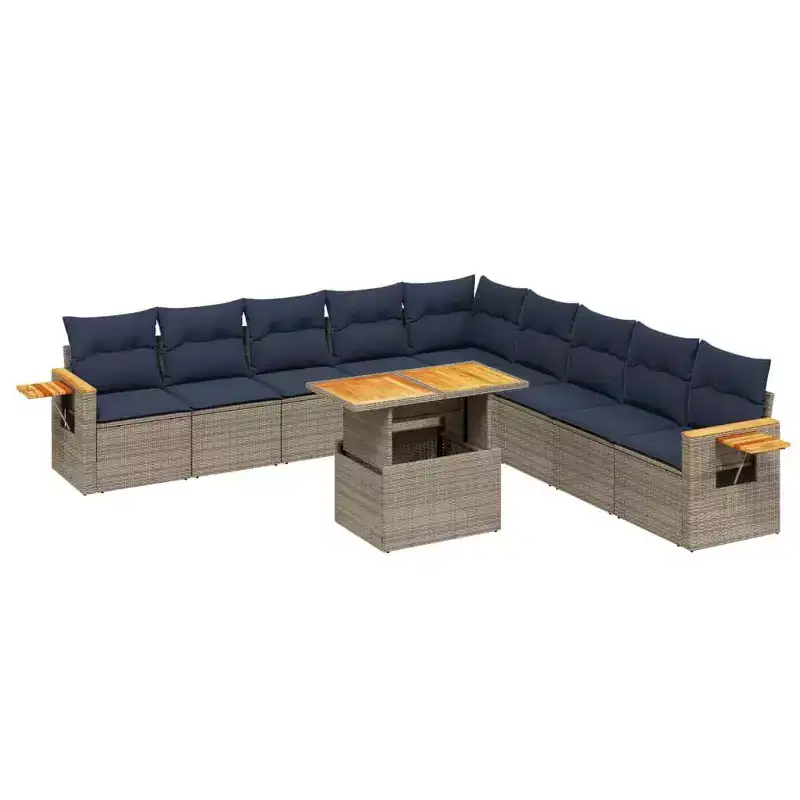 vidaXL 11 Piece Patio Sofa Set with Cushions Poly Rattan