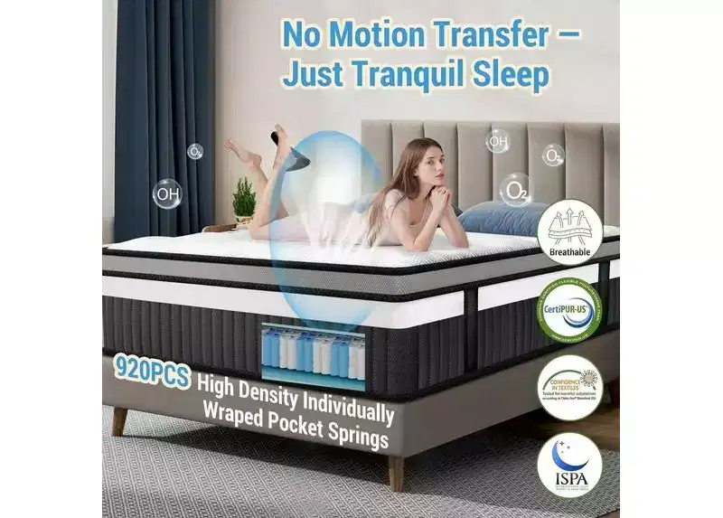 Queen Size Mattress, 14 Inch Gel Memory Foam King Mattress for Cooling Night & Pressure Relief, Medium Plush Feel with Motion Isolating