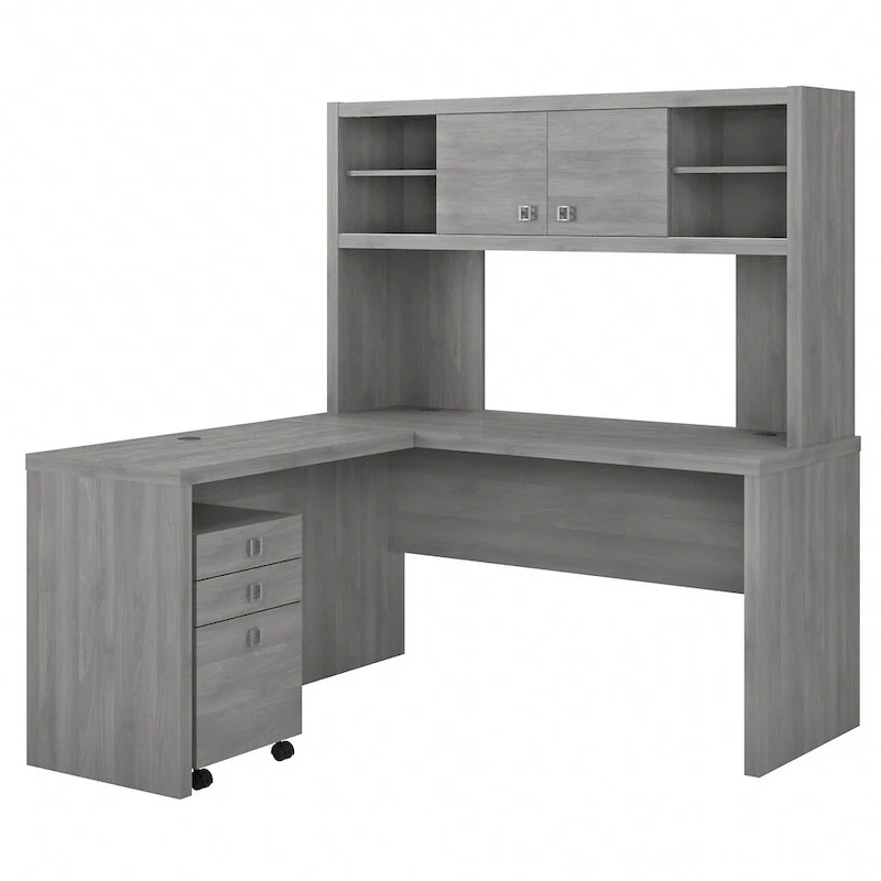 Echo L Shaped Desk with Hutch and Drawers