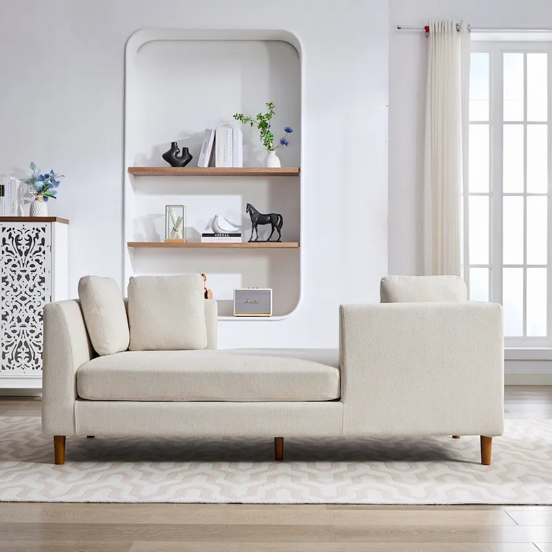 Wide Modern Double-Sided Upholstered Chaise Lounge