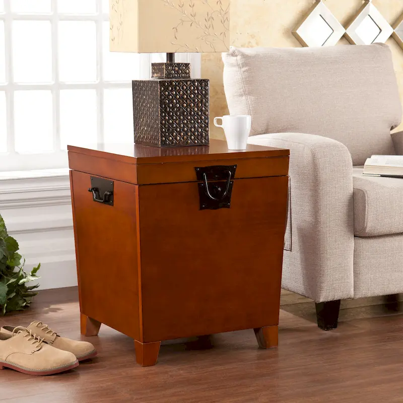 SEI Furniture Liatris Oak Wood Trunk Coffee Table and Set of 2 End Tables
