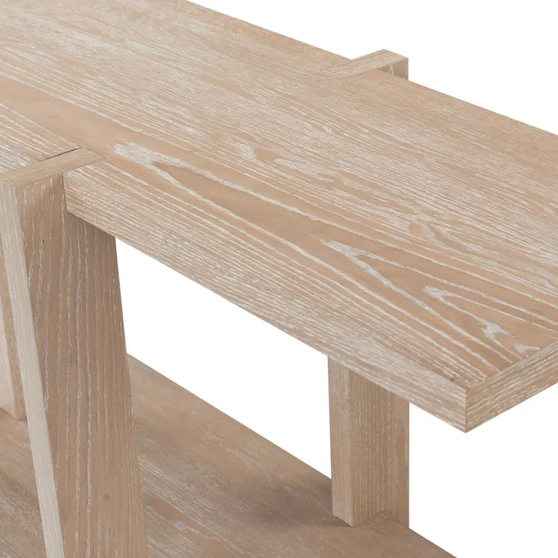 Rectangular Oak Veneer Wood Console Table - 48W x 20D x 30H