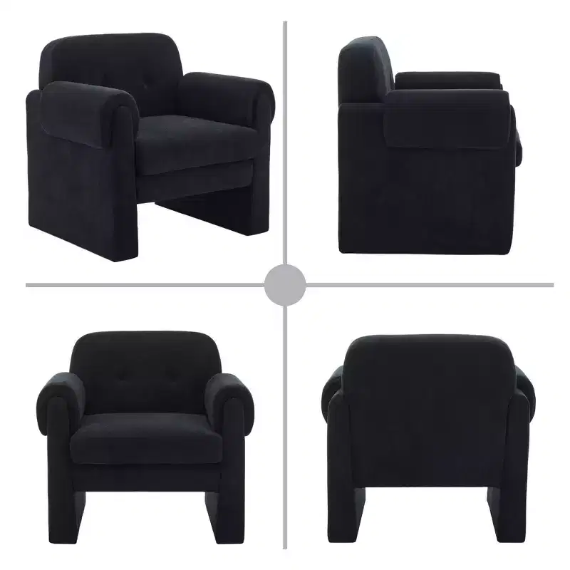 Fluffy Cloud Upholstered Accent Armchair Set of 2 Velvet Ergonomic Bedroom Reading Chair