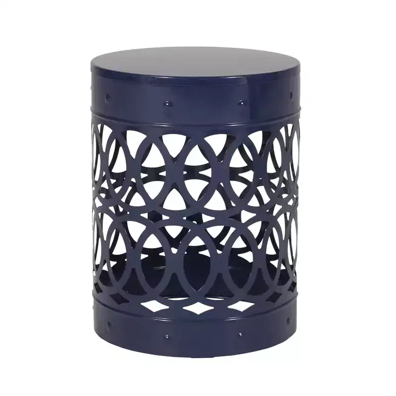 Cylindrical End Table,Side Table, Overlapping Circle Pattern Bedside Table For Living Room