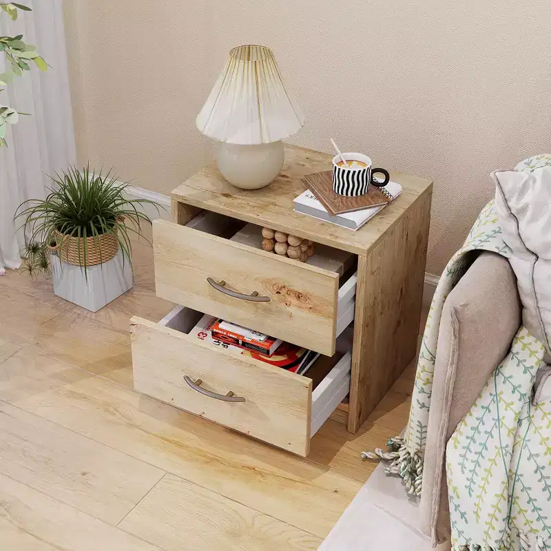 Costway 2-Drawer Nightstand Modern Bedside Table w/ Storage for Living Room Bedroom
