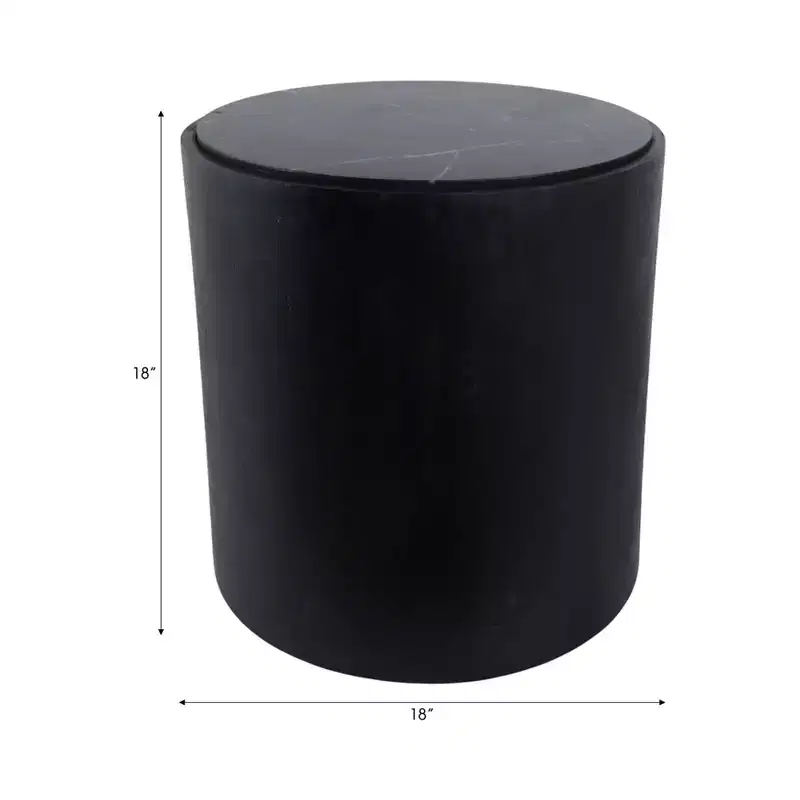 Modern Stone & Mango Wood Accent Table with Sleek Marble Top, Contemporary Round Design, Durable Solid Wood Base for Stylish Home Decor