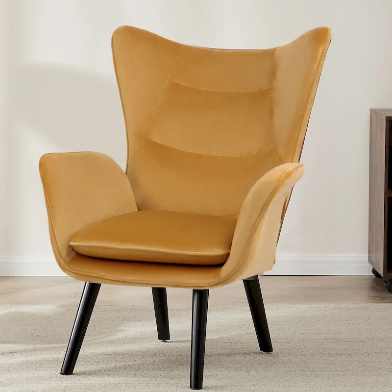 Upholstered Wingback Armchair Leisure Accent Chair, Single - 40.55 H x 28.34 W x 33.1 D