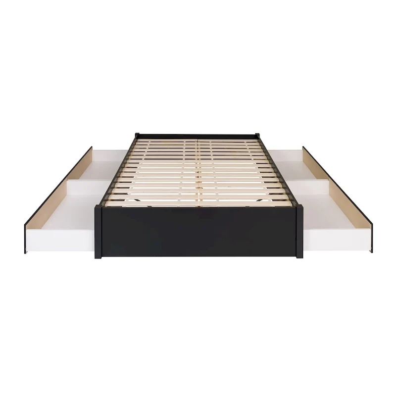 Queen 4-Post Platform Bed with Wood Slat System – Black / Driftwood Grey / Espresso / White, 1-Unit