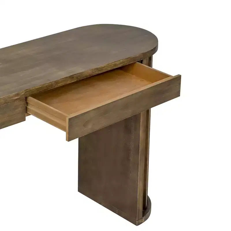 Merax Modern Oval-Edge Console Table with Fan-Shaped Legs