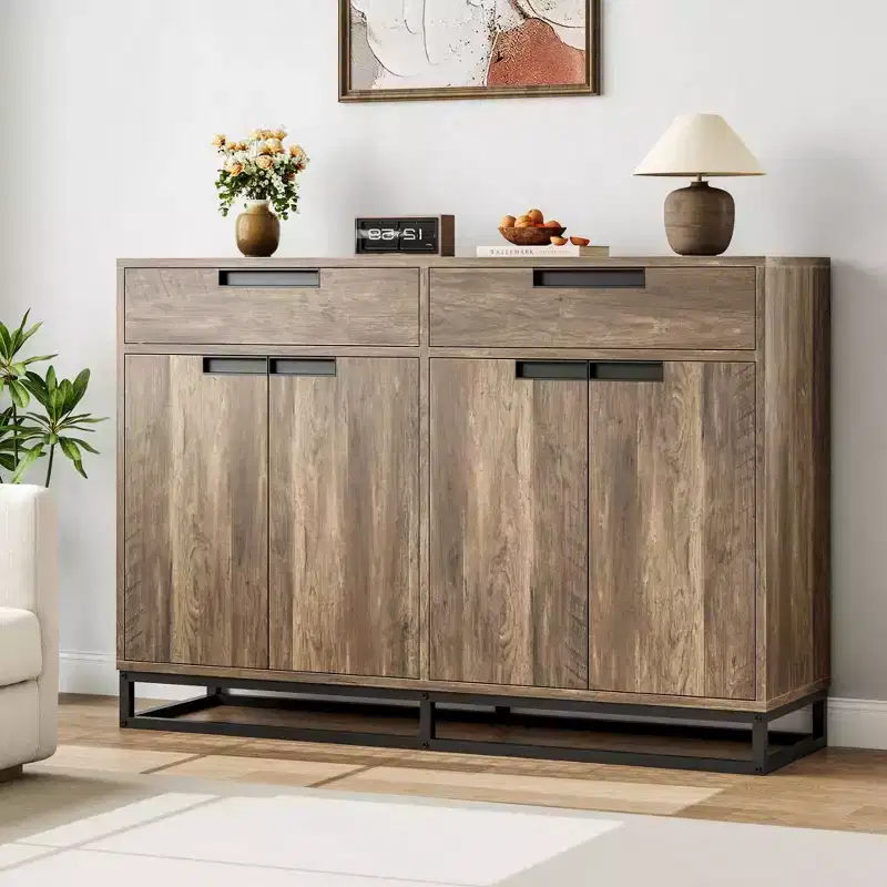 GustoWave Sideboard Buffet Cabinet,55 Inch Large Modern Kitchen Accent Storage Cabinet with 2 Drawers and 4 Doors,Coffee Bar Buffet Table