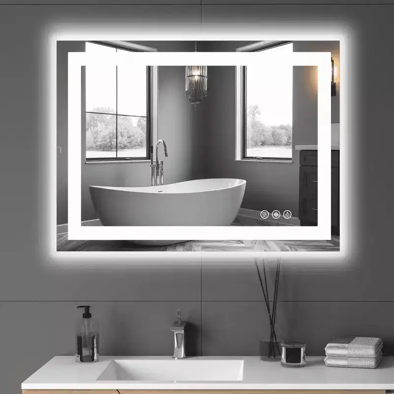Anti fog Bathroom Mirror with Dual Source and Three Modes