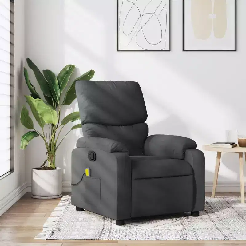 vidaXL Massage Recliner Chair Polyester, Metal, Plywood Single