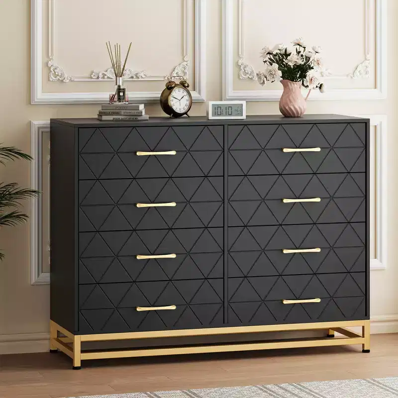 8-Drawer Dresser with Metal Handles & Legs for Bedroom, Living Room, Entryway