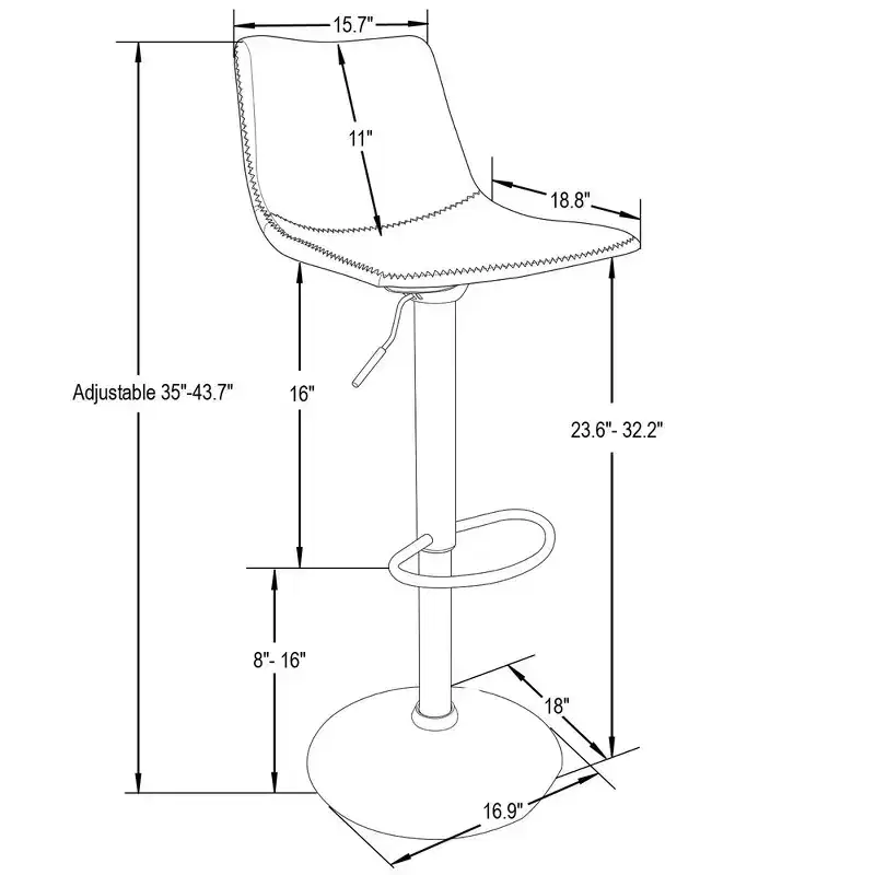 Adjustable Swivel Bar Stool Set of 2 Faux Leather Footrest Counter Height Kitchen