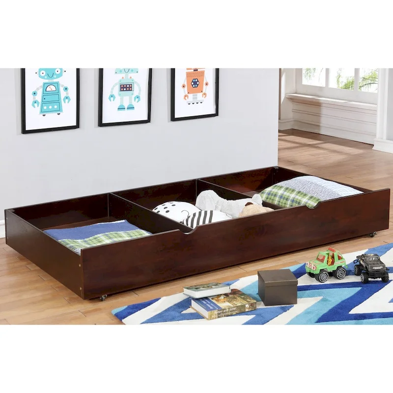 Wood Underbed Trundle with Casters