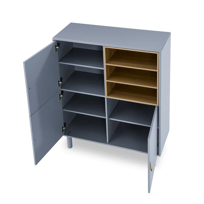 Modern Wood Sideboard Cabinet with Round Legs and Shelf