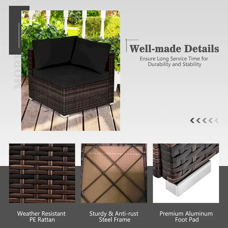 Costway 7PCS Patio Rattan Furniture Set 30 Fire Pit Table Cover - See Details