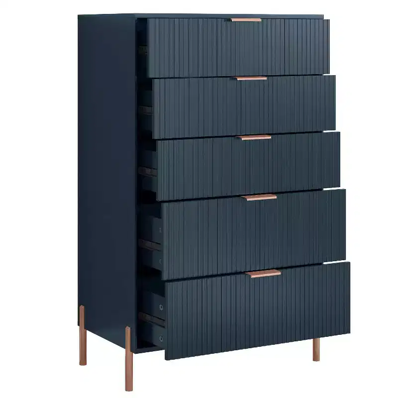 Festivo 4pc Modern Elegance Bedremm Chest and Dresser and 2 Drawer Nightstands Set Navy