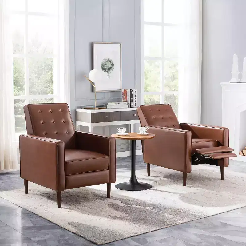GDFStudio Mason Mid Century Modern Tufted Pushback Recliners (Set of 2)