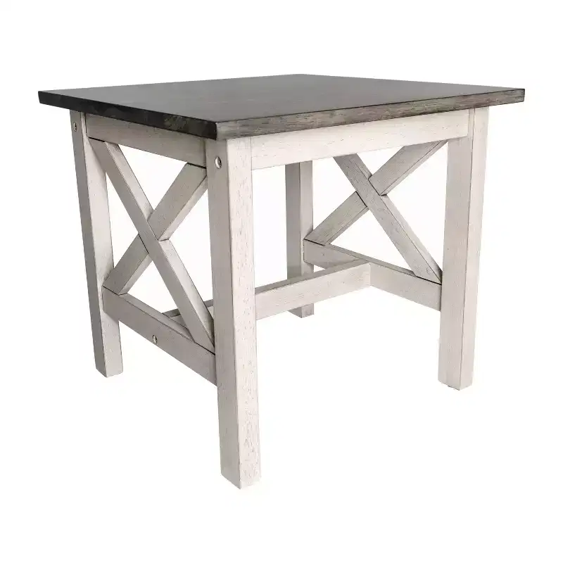 Solid Wood Farmhouse Style End Table