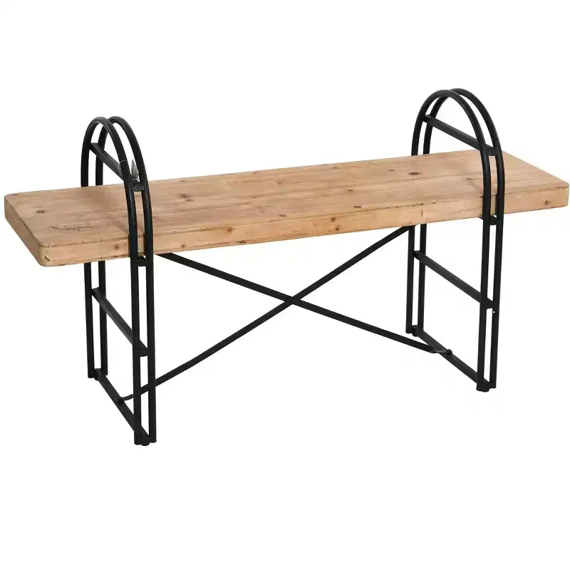 Wood and Metal Bench