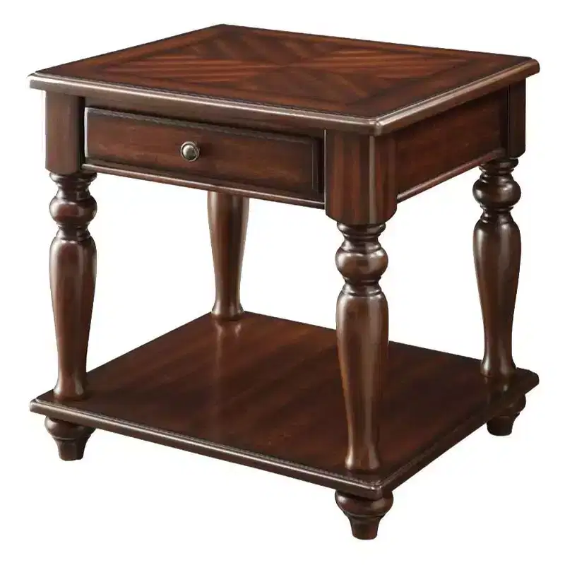Acme Furniture Farrel End Table Walnut : Living Room Furniture with Storage Shelf, MDF Veneer Finish