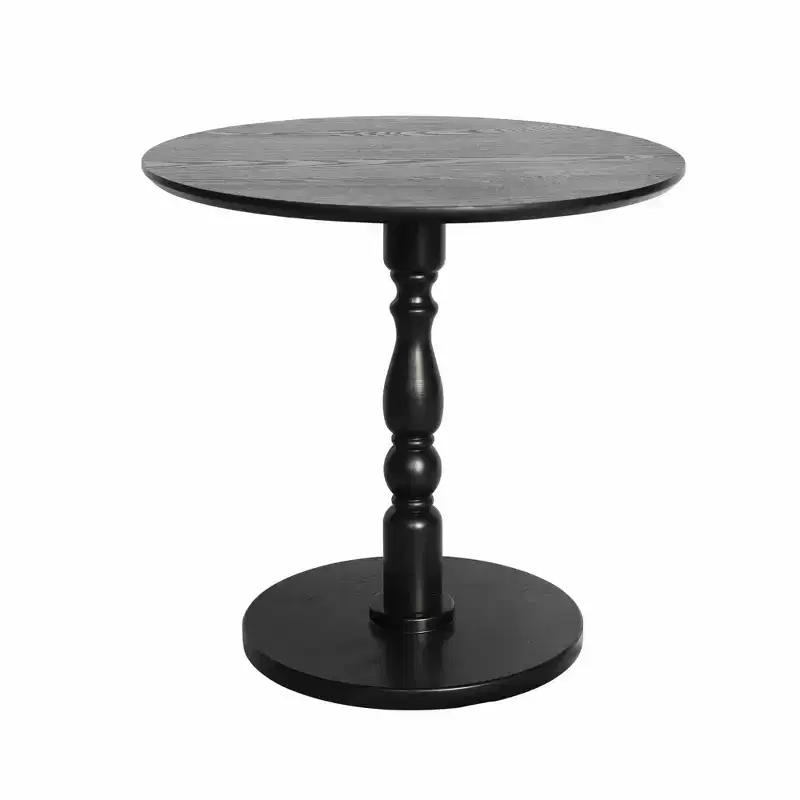 Homy Casa 23 Round Accent Table with Turned Pedestal Base, MDF Top, Living Room or Bedroom Side Table, Black