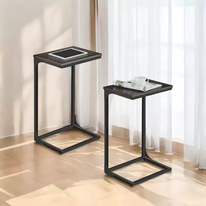 LEDREM TV Trays Set Of 2 C Table Couch Side Table Set Of 2 C Shaped End Table Couch Tables That Slide Under