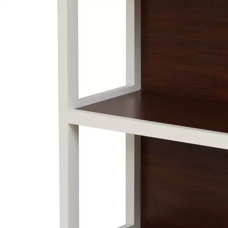 LuxenHome 4-Shelf 59.5 H x 31.38 W Cherry and White Manufactured Wood Bookcase Brown