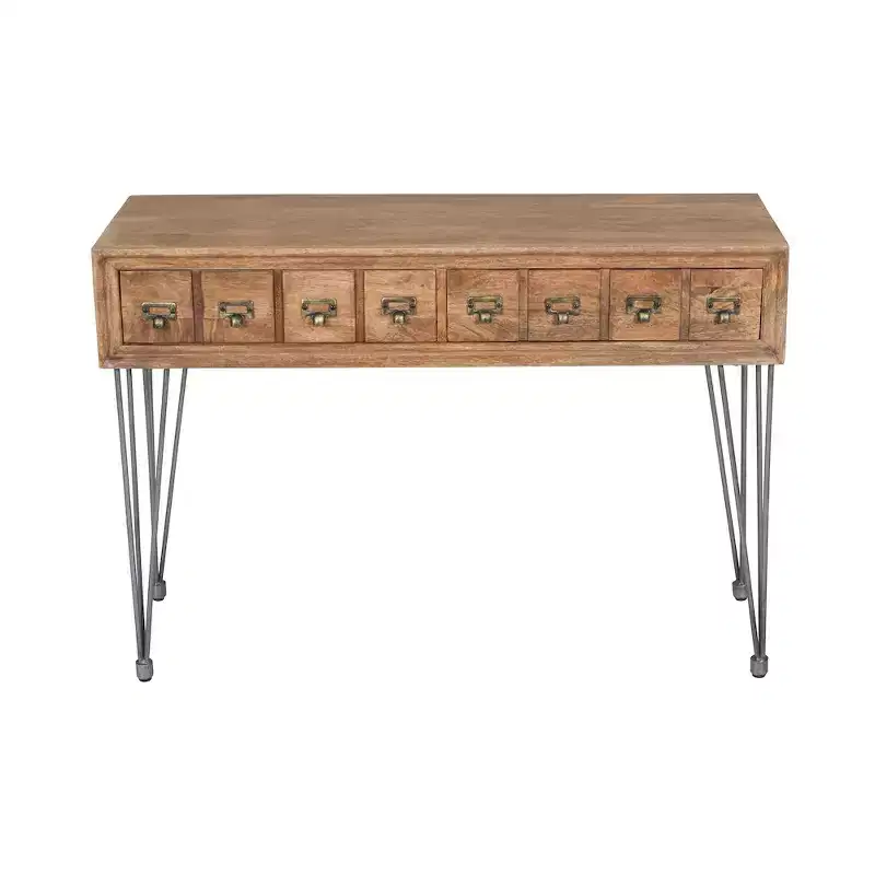 American Vintage Solid Mango Wood Sofa Table – Apothecary Drawers, 46